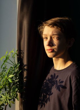 Penceredeki genç, dalgın