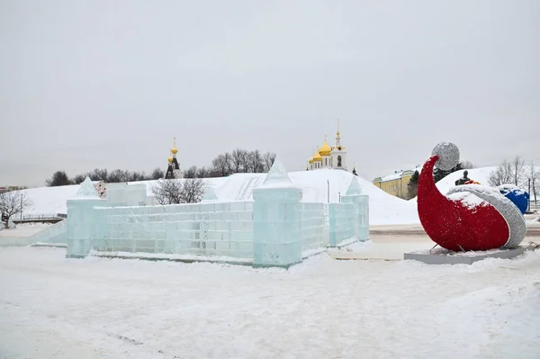 Dmitrov Russia January 2022 New Year Decorations Ice Town Art — Fotografia de Stock