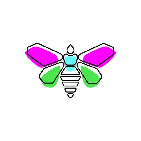 Butterfly Bee Color Full Logo Icon — Stock Vector