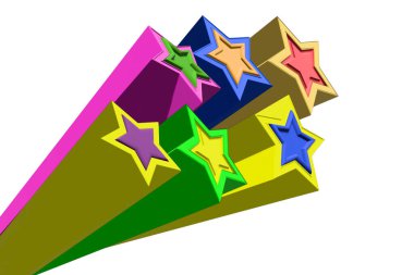 Renkli yıldızlar kuyruklu yıldız izi 3B resim