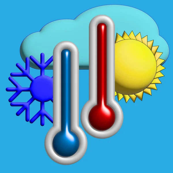 Image Weather Thermometer Snowflake Sun Cloud — Stockfoto