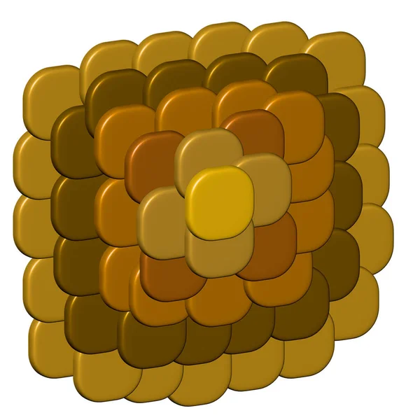 3D image of squares with rounded edges shades of brown pattern