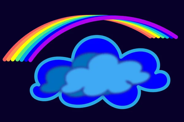 bright rainbow cloud on dark blue background