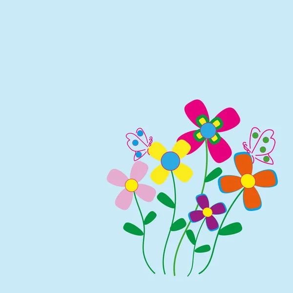 Obrázek Divokých Květin Modrém Pozadí — Stock fotografie