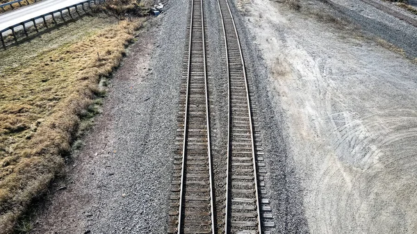 Par Viejas Vías Ferrocarril Oxidadas — Foto de Stock