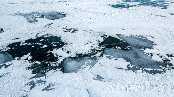 Vista Del Agua Congelada Desde Arriba Con Texturas Patrones — Foto de Stock