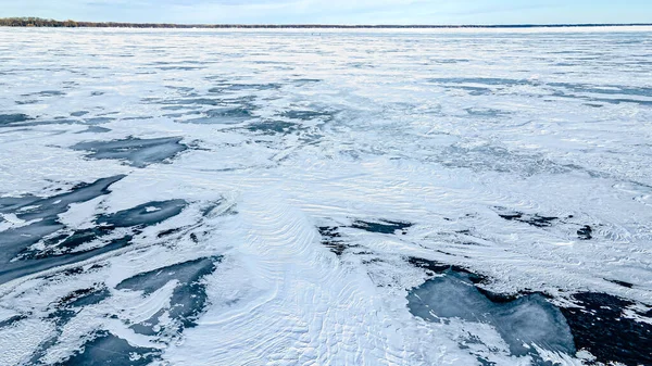 Вид Заморожену Воду Зверху Текстурами Візерунками — стокове фото