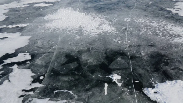 Vista Del Agua Congelada Desde Arriba Con Texturas Patrones — Foto de Stock