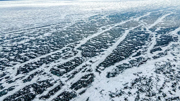 Вид Заморожену Воду Зверху Текстурами Візерунками — стокове фото