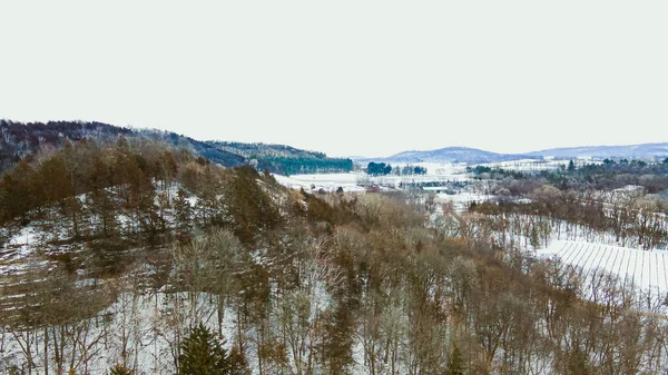 Tidig Morgon Syn Snötäckta Kullarna — Stockfoto