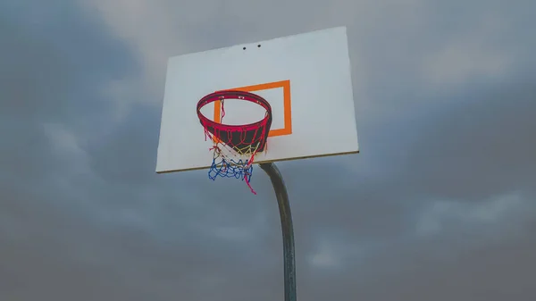 Cielo Drammatico Sopra Canestro Basket — Foto Stock