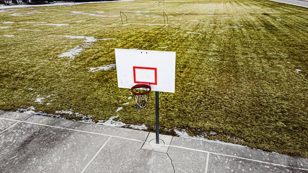 Scene Melting Snow Spring Approaches Local Park Sports Fields — Stock Photo, Image