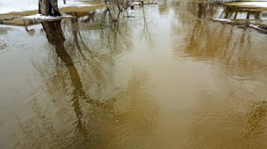 Wisconsin 'in kırsal kesimlerinde bu nehir bahar aylarında eriyen karlardan taşar.