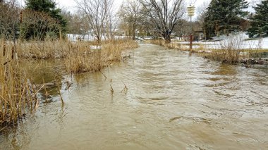 İlkbahar karları eridi ve su bu nehirde çok hızlı akıyor.
