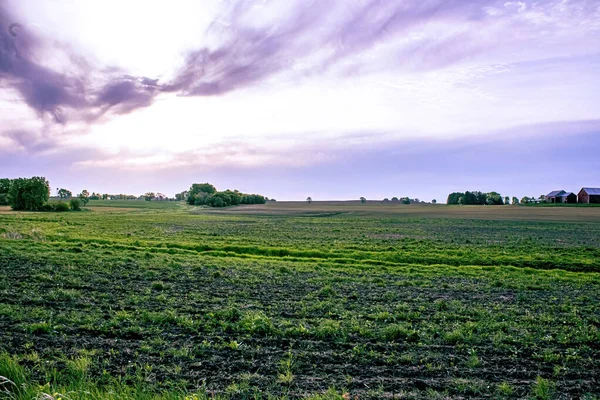 Beautiful Clouds Flow Air Old Farm Rural Wisconsin — 图库照片