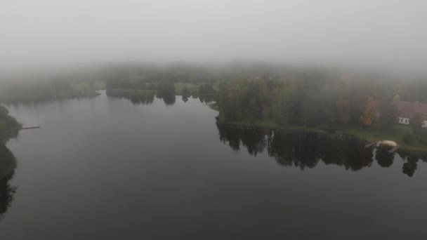 Nebel Auf Einem See Misty Lake Luftaufnahmen Waldhintergrund Und Schöne — Stockvideo