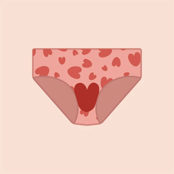 Higiene de la menstruación. productos de la menstruación femenina bragas de las mujeres con sangre menstrual en forma de corazón. Cuidado menstrual femenino ilustración.Periodo menstrual.Feminismo.Igualdad de género.Gráficos vectoriales — Archivo Imágenes Vectoriales