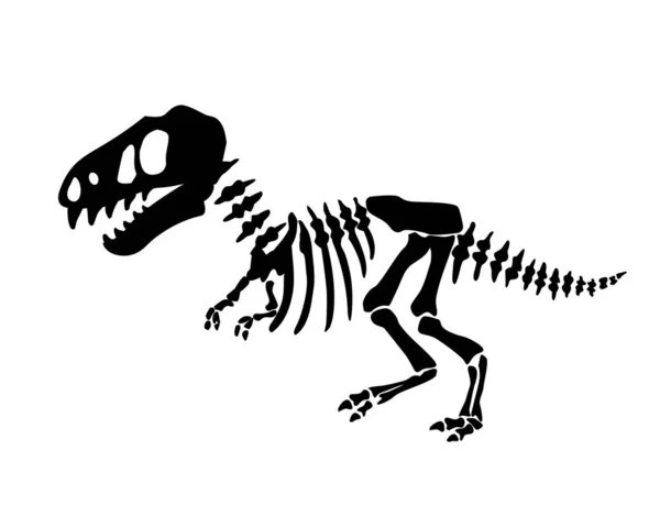 Dinosaurieskelett. Vektorsiluett av ett dinosaurieskelett. Tryck för t-shirts, textil, omslagspapper, webb. Tecknad vektor illustration — Stock vektor