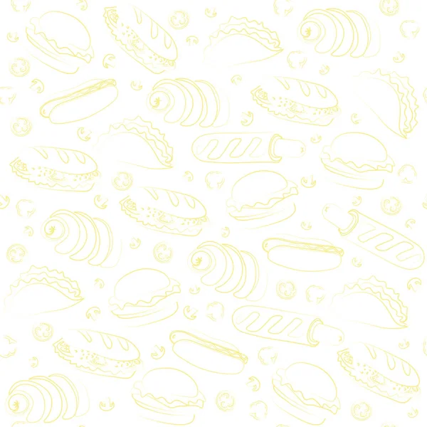 Trendy vector Fast Food pattern for cafe. — Image vectorielle