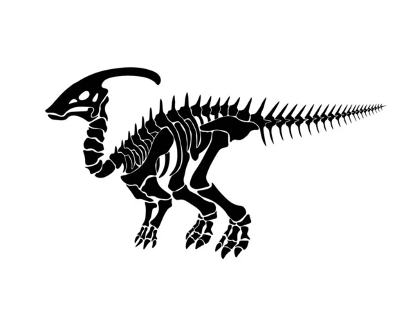 Ilustracja Wektorowa Szkieletem Dinozaura Izolowanym Białym Tle Oryginalny Projekt Dinozaurem — Wektor stockowy