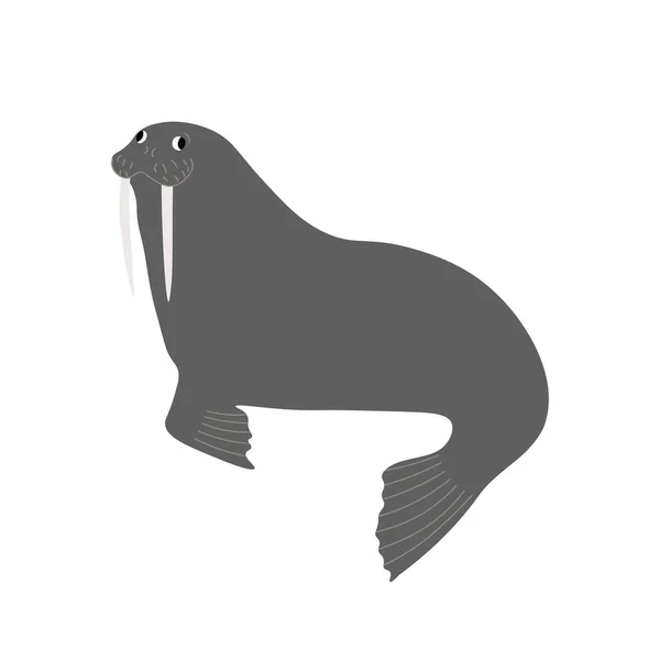Cute Vector Ocean Illustration Walrus Underwater Cartoon Creatures Marine Animals — ストックベクタ