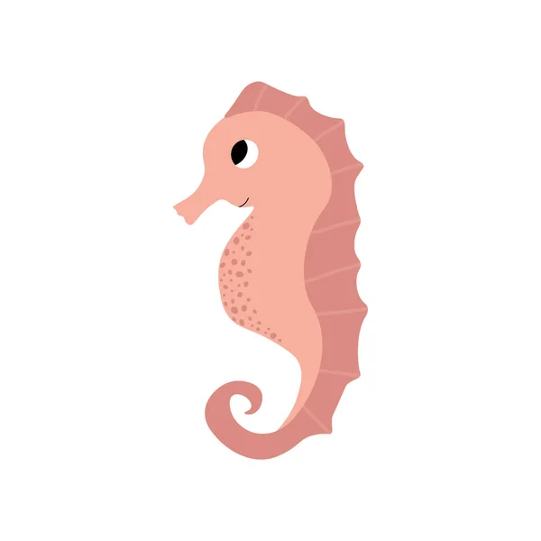 Cute Vector Ocean Illustration Seahorse Underwater Cartoon Creatures Marine Animals — 图库矢量图片