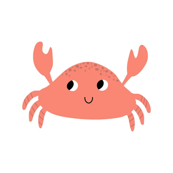 Cute Vector Ocean Illustration Crab Underwater Cartoon Creatures Marine Animals — Vector de stock