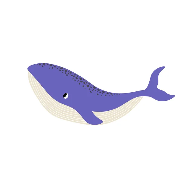 Cute Vector Ocean Illustration Whale Underwater Cartoon Creatures Marine Animals — ストックベクタ