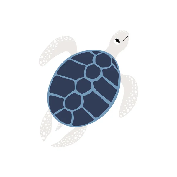 Cute Vector Ocean Illustration Turtle Underwater Cartoon Creatures Marine Animals — Vector de stock