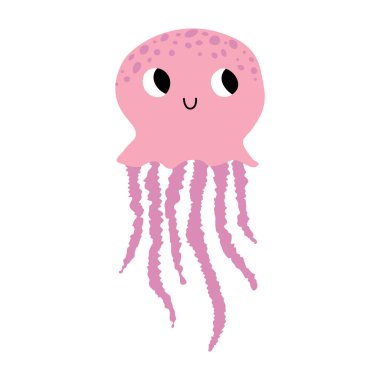 Cute vector ocean illustration with jellyfish.Underwater cartoon creatures.Marine animals.Cute childrens design for fabric, clothing,book, postcard,wrapping paper.