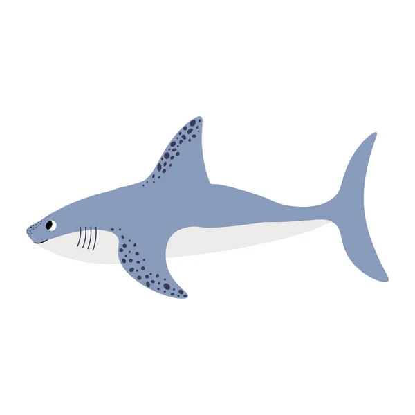 Cute Vector Ocean Illustration Shark Underwater Cartoon Creatures Marine Animals — Vector de stock