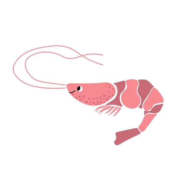 Cute Vector Ocean Illustration Shrimp Underwater Cartoon Creatures Marine Animals — ストックベクタ