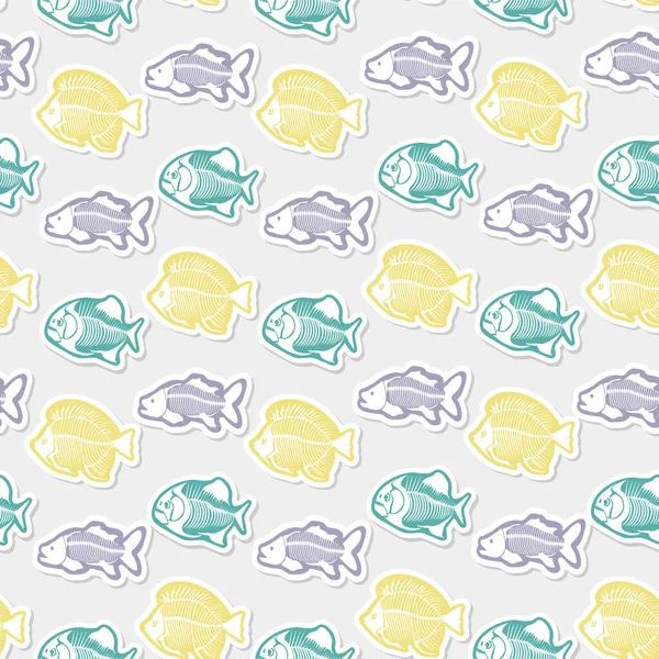 Наклейка Векторного Рисунка Скелетом Рыбы Оригинальный Дизайн Рыбой Детей Печать — стоковый вектор