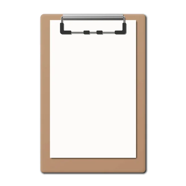Realistic Clipboard Folder Blank White Sheet Paper Vector Illustration — Stock Vector