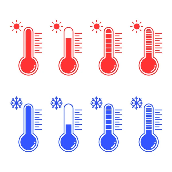 Ícones Gráficos Termômetro Baixa Alta Temperatura Isolado Fundo Branco Ilustração —  Vetores de Stock