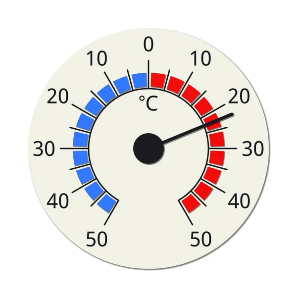 Termómetro Celsius Forma Redonda Sobre Fundo Branco Ilustração Vetorial —  Vetores de Stock