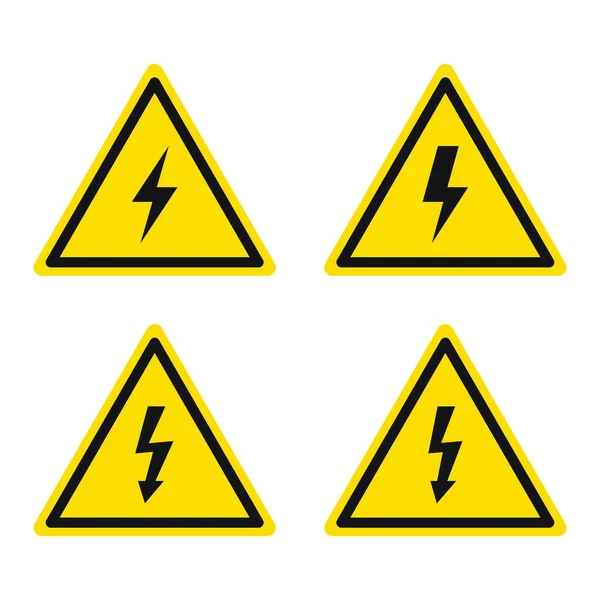Ikony Upozornění Elektrickou Energii Nastaveny Varování Před Elektřinou Vektorová Ilustrace — Stockový vektor