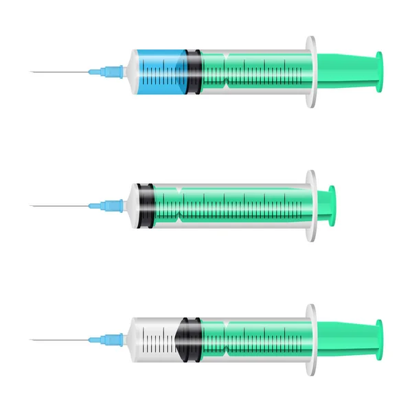 Realistic Syringe Filled Liquid Empty Vector Illustration — Stock Vector