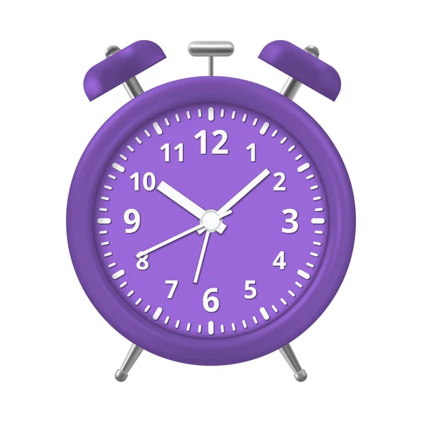 Réveil Réaliste Classique Couleur Horloge Violet Bleu Clair Sur Fond — Image vectorielle