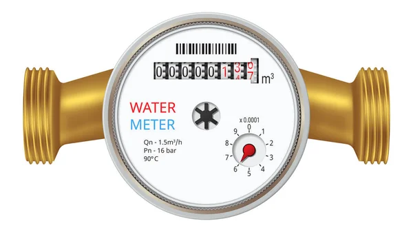 Medidor Realista Agua Fría Caliente Medidor Agua Universal Ilustración Vectorial — Vector de stock