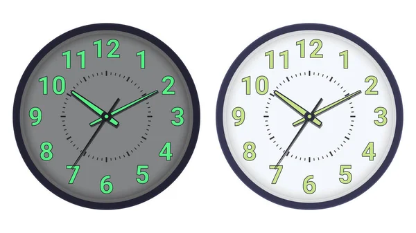 Relógio Parede Redonda Com Números Fósforo Retroiluminados Mãos Relógio Com —  Vetores de Stock