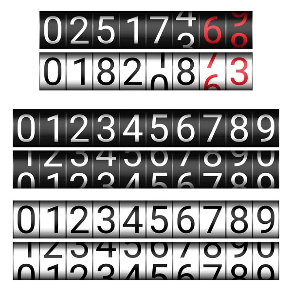 Mechanical Counter Set Numbers White Numbers Dark Background Black Numbers — Stock Vector