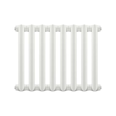 Beyaz arka planda dökme demir kaloriferin gerçekçi bir bölümü. Vektör illüstrasyonu.