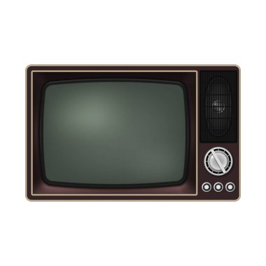 Beyaz arka planda Retro TV seti. Eski televizyon. Vektör illüstrasyonu.