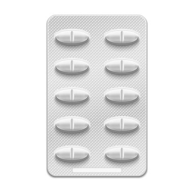 Haplar su topladı. Paket başına 10 tablet. Vektör illüstrasyonu.