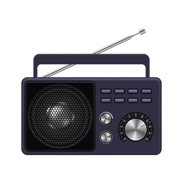 Récepteur Radio Rétro Avec Antenne Sur Fond Blanc Illustration Vectorielle — Image vectorielle