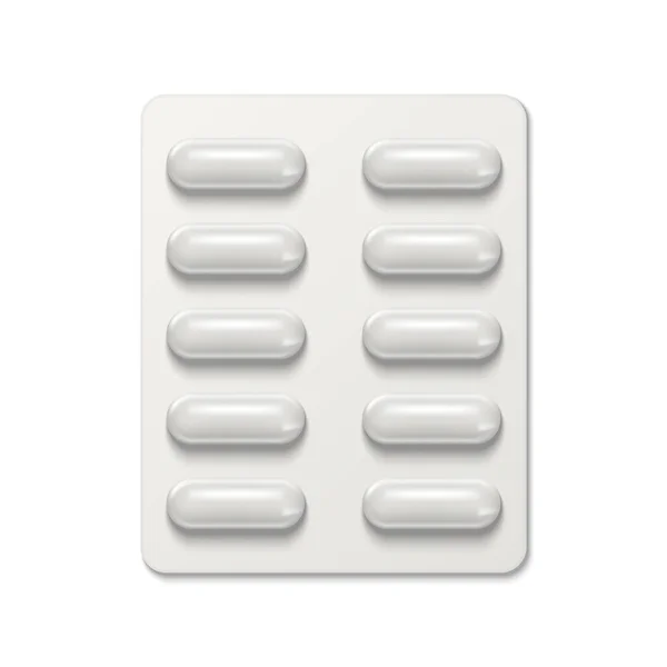 Капсульні Таблетки Блістерній Упаковці Дванадцять Таблеток Непрозорій Упаковці Векторні Ілюстрації — стоковий вектор
