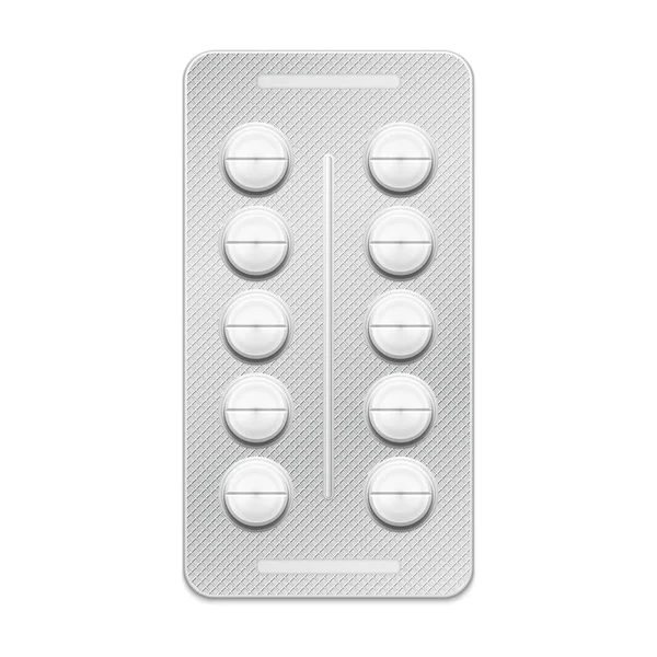 Yuvarlak Tabletler Toplamış Paket Başına Tablet Vektör Illüstrasyonu — Stok Vektör