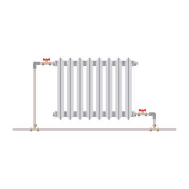 Isıtma bataryası şeması tek borulu. Vektör illüstrasyonu.