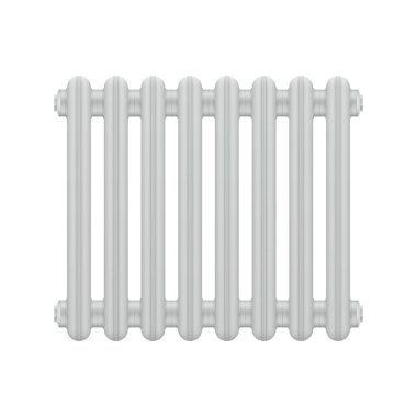 Beyaz arka planda gerçekçi bir ısıtma bataryası bölümü. Vektör illüstrasyonu.